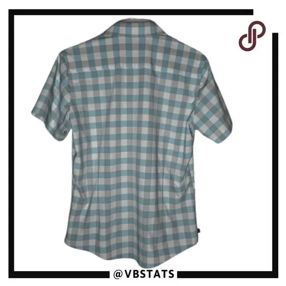 Mizzen+Main Mens Performance Menswear Plaid Short Sleeve Shirt Blue White Medium - Picture 3 of 8